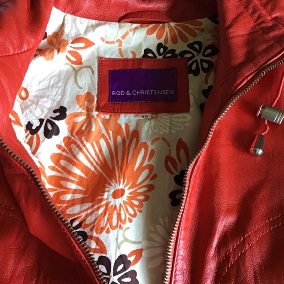 BOD & CHRISTENSEN LIGHTWEIGHT CLASSIC RED LEATHER ZIP UP JACKET IN XS - Picture 8 of 15